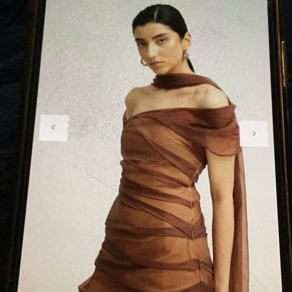 Tojha Marceline Asymmetrical Brown Dress - Picture 3 of 9